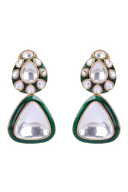 Auraa Trends_Green Beads, Diamonds Polki Studded Choker Set _at_Aza_Fashions