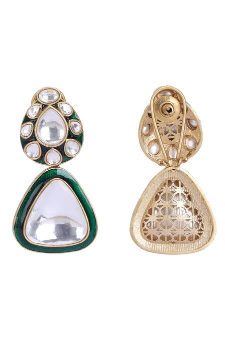 Buy_Auraa Trends_Green Beads, Diamonds Polki Studded Choker Set 