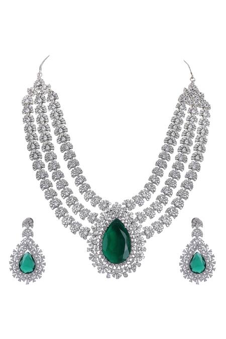 Auraa Trends_Gold Plated Diamonds, Stones Polki Embellished Necklace And Earring Set _Online_at_Aza_Fashions