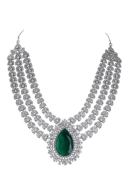 Buy_Auraa Trends_Gold Plated Diamonds, Stones Polki Embellished Necklace And Earring Set _Online_at_Aza_Fashions