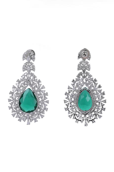 Auraa Trends_Gold Plated Diamonds, Stones Polki Embellished Necklace And Earring Set _at_Aza_Fashions