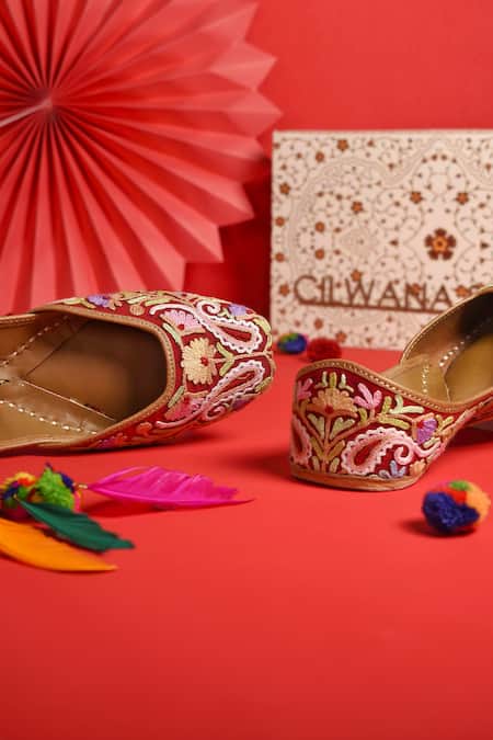 Cilwana Studio Multi Color Floral Embroidered Juttis Online at Aza Fashions Cilwana Studio_Multi Color Floral Embroidered Juttis _Online_at_Aza_Fashions