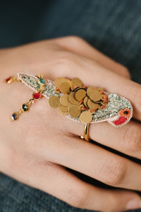 Moirra Green Mithoo Miyan Ring Online at Aza Fashions Moirra_Green Mithoo Miyan Ring _Online_at_Aza_Fashions