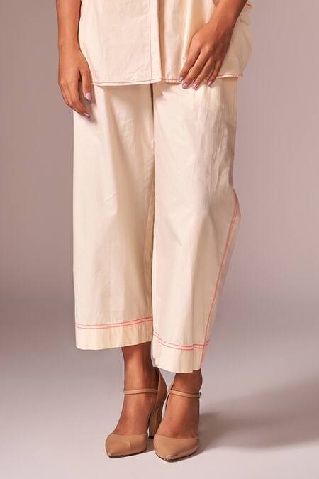 Buy Neetiandmudita Ivory Cotton Embellished Floral Collared Bead Shirt And Pant Set Online at Aza Fashions Buy_Neetiandmudita_Ivory Cotton Embellished Floral Collared Bead Shirt And Pant Set _Online_at_Aza_Fashions