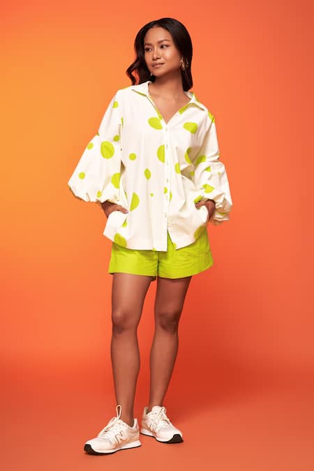 neetiandmudita Polka Print Shirt With Shorts 