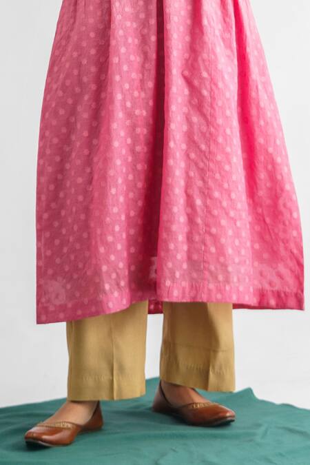 Buy Mushio Pink Chanderi , Satin, Madhurima Floral Motif Pattern Kurta With Pant Online at Aza Fashions Buy_Mushio_Pink Chanderi , Satin, Madhurima Floral Motif Pattern Kurta With Pant _Online_at_Aza_Fashions