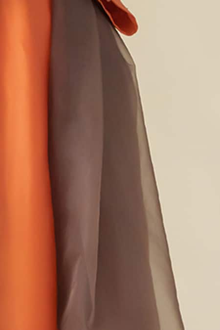 Buy Mushio Orange Chanderi, Cotton, Silk, Organza Sandhya Kurta Pant Set Online at Aza Fashions Buy_Mushio_Orange Chanderi, Cotton, Silk, Organza Sandhya Kurta Pant Set _Online_at_Aza_Fashions