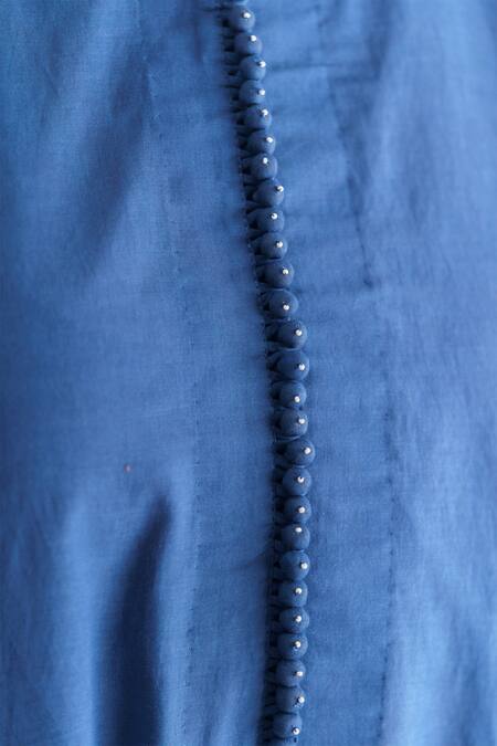 Buy Mushio Blue Chanderi Silk Beads Round Neck Lavanya Straight Kurta Buy_Mushio_Blue Chanderi Silk Beads Round Neck Lavanya Straight Kurta