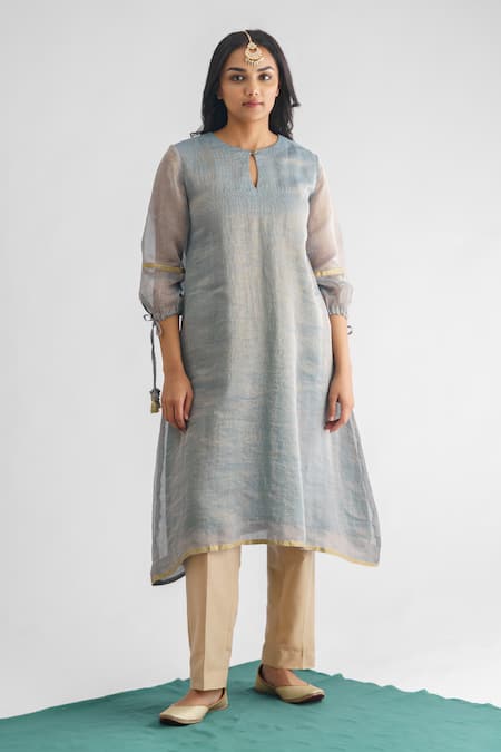 Mushio Woven Stripe Kurta Pant Set 