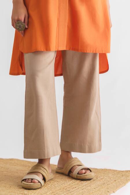 Mushio Orange Chanderi , Cotton, Embroidery Amvi Shirt Kurta And Pant Set Online at Aza Fashions Mushio_Orange Chanderi , Cotton, Embroidery Amvi Shirt Kurta And Pant Set _Online_at_Aza_Fashions