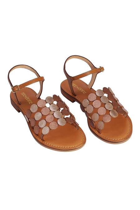 Nine By Janine_Brown Lace Strap Camel Sandals _Online_at_Aza_Fashions