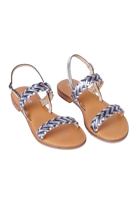 Nine By Janine_Blue Lace Strap Junnie Sandals _Online_at_Aza_Fashions