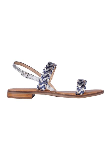 Buy_Nine By Janine_Blue Lace Strap Junnie Sandals _Online_at_Aza_Fashions