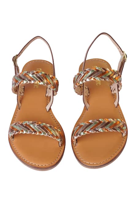 Nine By Janine Junnie Metallic Lace Strap Sandals 