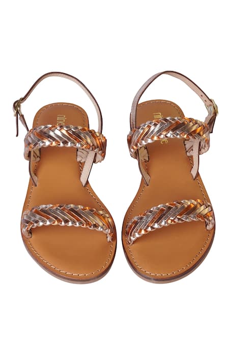 Nine By Janine Junnie Metallic Foil Strap Sandals 
