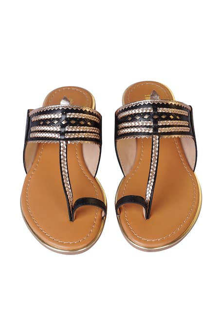 Nine By Janine Octavia Handwoven Strap Kolhapuri Sandals 