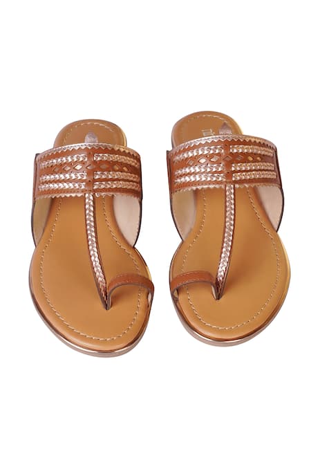 Nine By Janine Tan Braided Strap Kolhapuri Sandals 