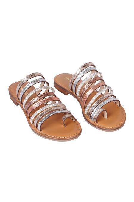 Nine By Janine_Multi Color Metallic Strap Ophellia Contrast Sandals _Online_at_Aza_Fashions