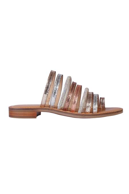 Buy_Nine By Janine_Multi Color Metallic Strap Ophellia Contrast Sandals _Online_at_Aza_Fashions