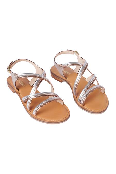 Nine By Janine_Gold Criss-cross Strap Tula Criss Cross Sandals _Online_at_Aza_Fashions