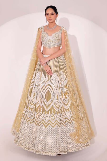 Sidhaarth & Disha Geometric Hand Embroidered Lehenga With Blouse 