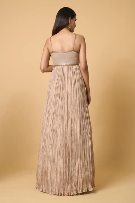 Nakul Sen Striped Sequin Jacket With Anarkali Set 