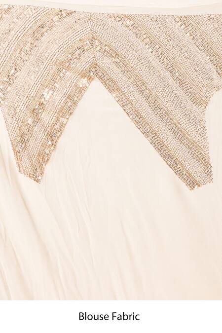 Nakul Sen Ivory Silk, Chiffon Sequins Diagonal Saree With Unstitched Bouse Piece Online at Aza Fashions Nakul Sen_Ivory Silk, Chiffon Sequins Diagonal Saree With Unstitched Bouse Piece _Online_at_Aza_Fashions