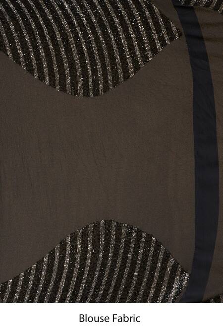 Nakul Sen Black Silk, Chiffon Sequins Saree With Striped Unstitched Blouse Piece Online at Aza Fashions Nakul Sen_Black Silk, Chiffon Sequins Saree With Striped Unstitched Blouse Piece _Online_at_Aza_Fashions