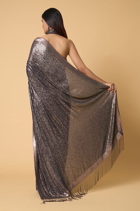 Nakul Sen Sequined Saree With Unstitched Blouse Piece 