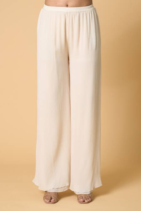 Buy Nakul Sen Ivory Silk, Chiffon Sequins V-neck Contrasting Work Kaftan And Palazzo Set Online at Aza Fashions Buy_Nakul Sen_Ivory Silk, Chiffon Sequins V-neck Contrasting Work Kaftan And Palazzo Set _Online_at_Aza_Fashions