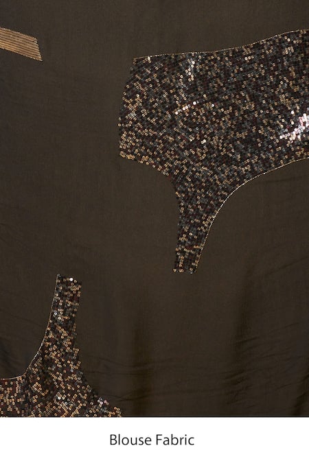 Shop_Nakul Sen_Black Silk, Chiffon Sequins Saree With Unstitched Blouse Piece _Online_at_Aza_Fashions