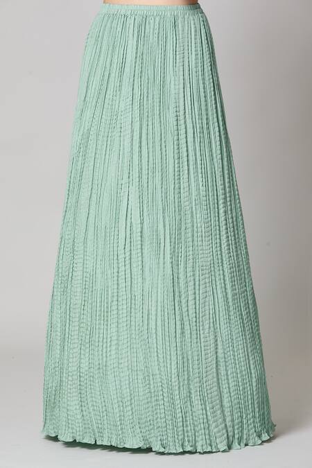 Nakul Sen Blue Silk Sequins Open , Scoop Geometric Jacket And Crinkled Skirt Set Online at Aza Fashions Nakul Sen_Blue Silk Sequins Open , Scoop Geometric Jacket And Crinkled Skirt Set _Online_at_Aza_Fashions