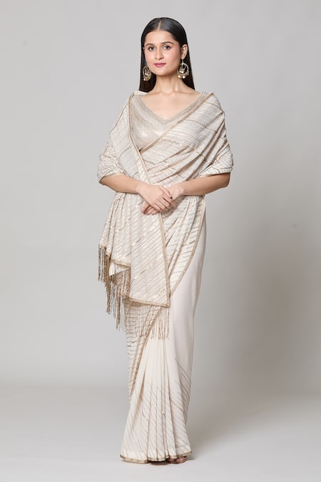 Nakul Sen Sequin Saree With Embroidered Blouse 