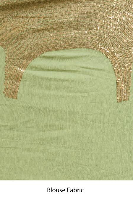 Buy_Nakul Sen_Green Silk, Chiffon Sequins Wavy Saree With Unstitched Blouse Piece _Online_at_Aza_Fashions