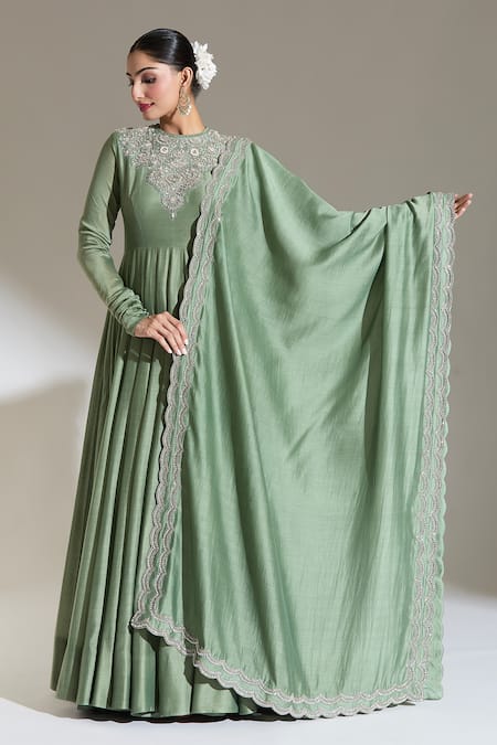 JAYANTI REDDY Double Scalloped Border Dupatta 