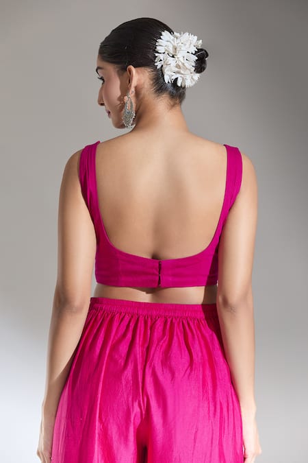 Shop Jayanti Reddy Pink Embroidery Sweetheart Neck Floral Zardozi Bandeau at Aza Fashions Shop_Jayanti Reddy_Pink Embroidery Sweetheart Neck Floral Zardozi Bandeau _at_Aza_Fashions