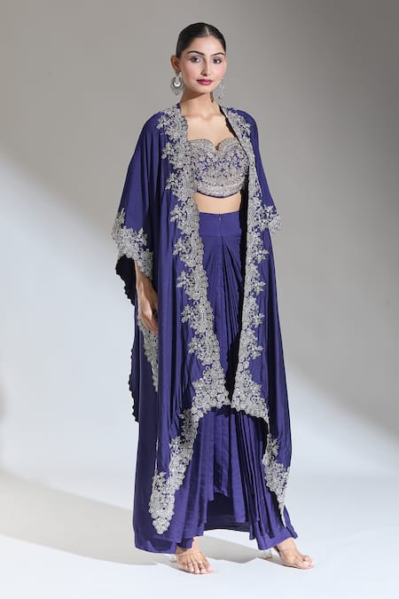 Jayanti Reddy Purple Floral Zardozi Raja Embroidered Cape Online at Aza Fashions Jayanti Reddy_Purple Floral Zardozi Raja Embroidered Cape _Online_at_Aza_Fashions