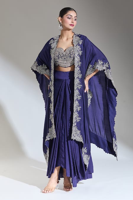 Buy Jayanti Reddy Purple Floral Zardozi Raja Embroidered Cape Online at Aza Fashions Buy_Jayanti Reddy_Purple Floral Zardozi Raja Embroidered Cape _Online_at_Aza_Fashions