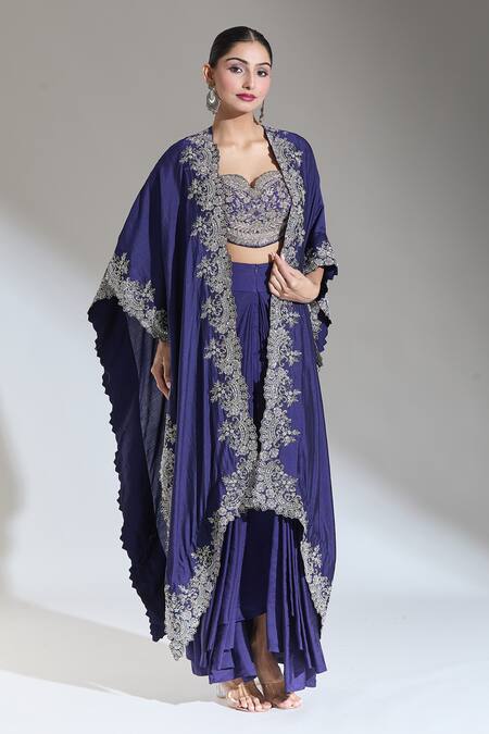 Shop Jayanti Reddy Purple Floral Zardozi Raja Embroidered Cape Online at Aza Fashions Shop_Jayanti Reddy_Purple Floral Zardozi Raja Embroidered Cape _Online_at_Aza_Fashions