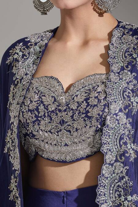 Jayanti Reddy Purple Floral Zardozi Raja Embroidered Cape at Aza Fashions Jayanti Reddy_Purple Floral Zardozi Raja Embroidered Cape _at_Aza_Fashions