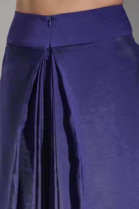 Buy_Jayanti Reddy_Purple Zipper Solid Pleated Draped Skirt _Online_at_Aza_Fashions