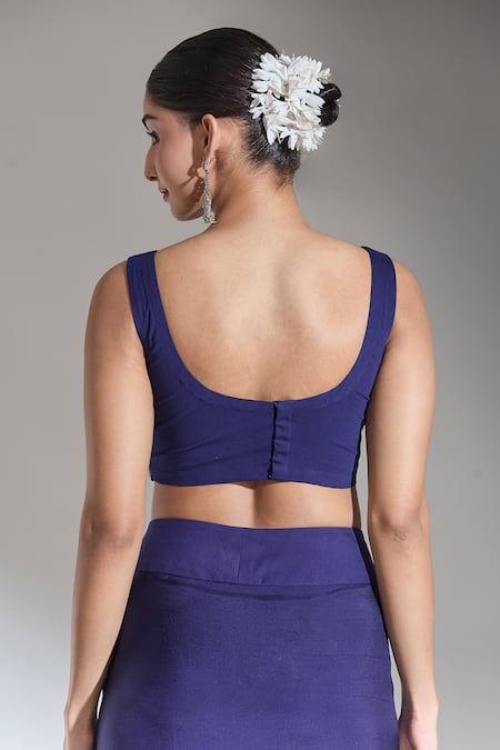 Shop_Jayanti Reddy_Purple Embroidered Floral Sweetheart Zardozi Bandeau _at_Aza_Fashions