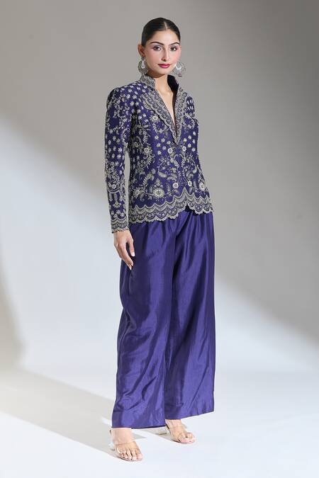 Jayanti Reddy_Purple Solid Plain Palazzo Pant _Online_at_Aza_Fashions