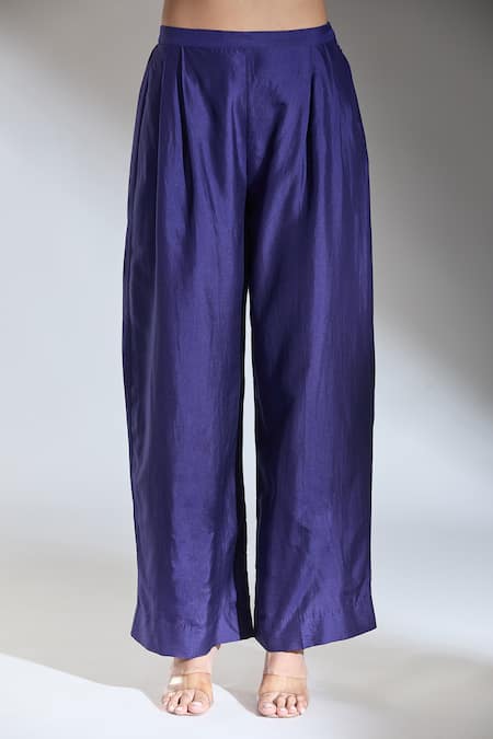 Shop_Jayanti Reddy_Purple Solid Plain Palazzo Pant _Online_at_Aza_Fashions