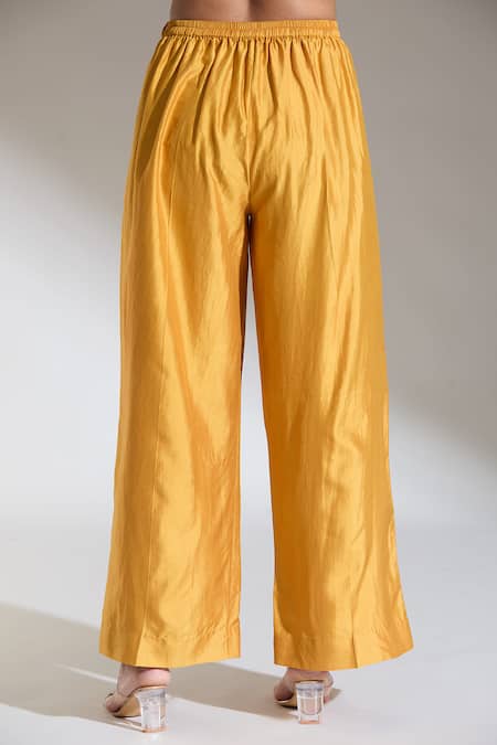 Shop_Jayanti Reddy_Yellow Bright Plain Palazzo _Online_at_Aza_Fashions