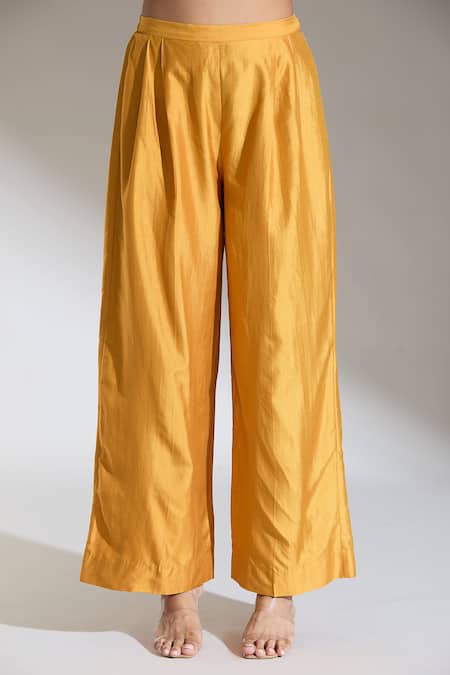 Jayanti Reddy_Yellow Bright Plain Palazzo _at_Aza_Fashions