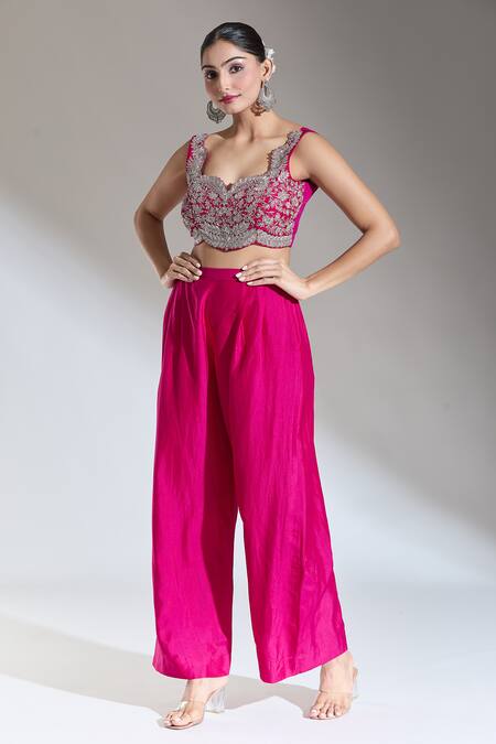 Buy Jayanti Reddy Pink Solid Palazzo Online at Aza Fashions Buy_Jayanti Reddy_Pink Solid Palazzo _Online_at_Aza_Fashions