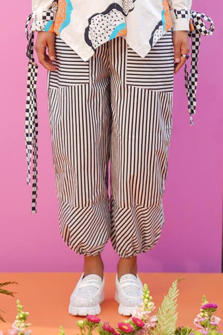 Buy_ZeN'S Couture_Multi Color Poplin Printed Floral Collared And Stripe Shirt Pant Set_Online_at_Aza_Fashions