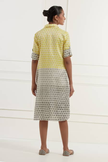 Kamaltaas Block Print Midi Shirt Dress 