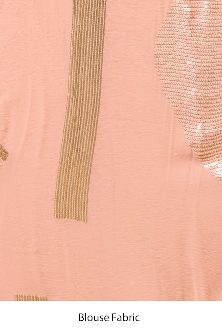 Buy Nakul Sen Pink Silk, Chiffon Sequins Kadambari Saree With Unstitched Blouse Piece Buy_Nakul Sen_Pink Silk, Chiffon Sequins Kadambari Saree With Unstitched Blouse Piece